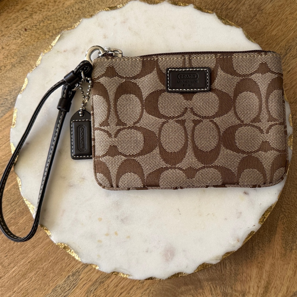 Coach Signature Brown Wristlet